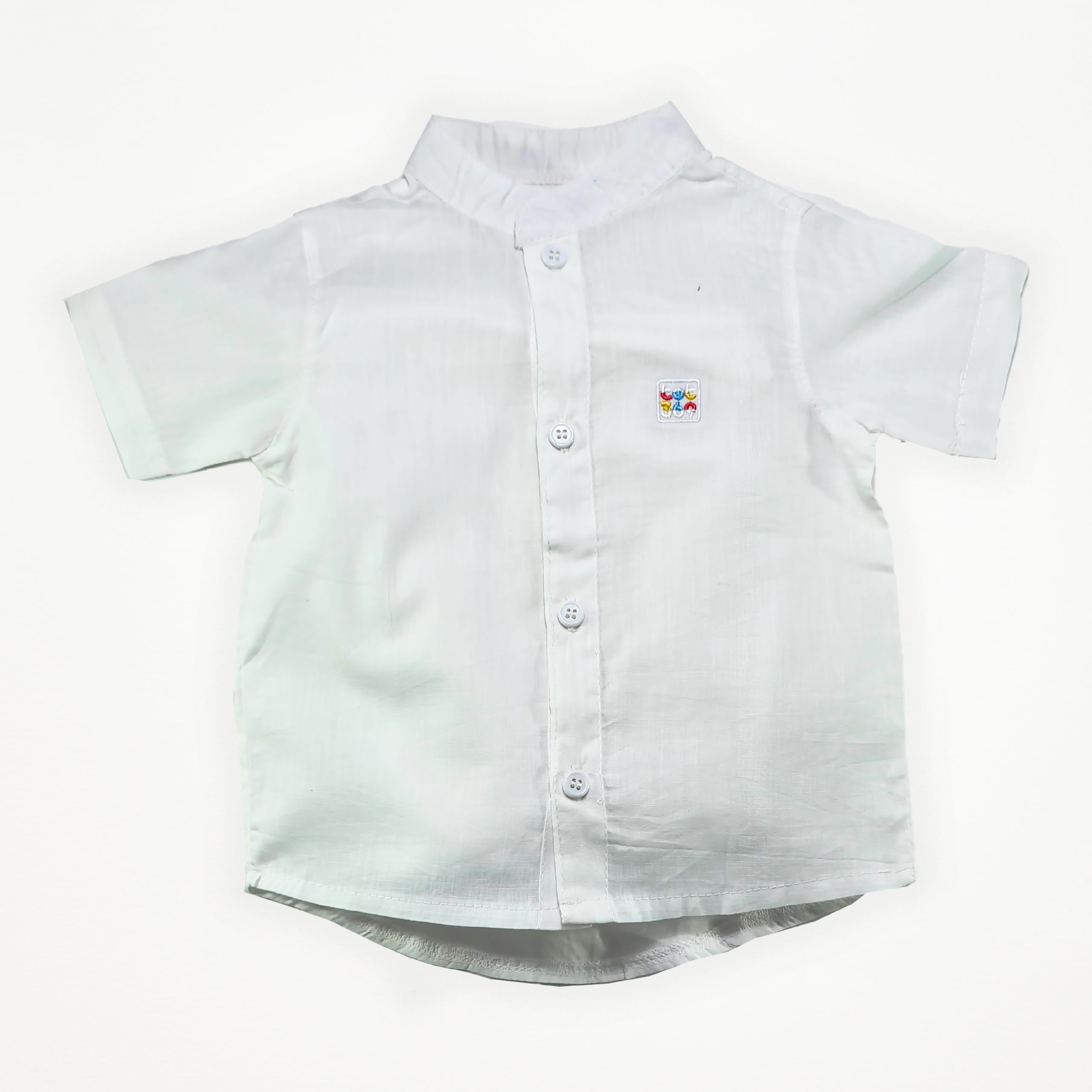 White Chines Collar Shirt TOT embroidered